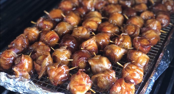 Bacon Wrapped Meatballs on the Green Mountain Grills