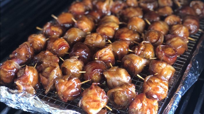 Bacon Wrapped Meatballs on the Green Mountain Grills